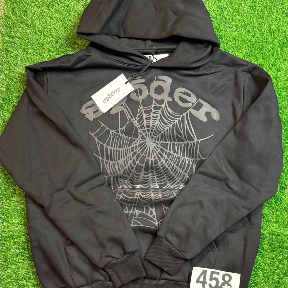 Spyder Black Hoodie with Web Graphic